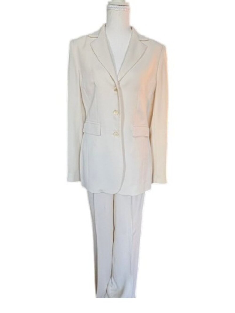Vintage Y2K Georgiou Studio 2-Piece Pant Suit Cream/Ivory Size 4
